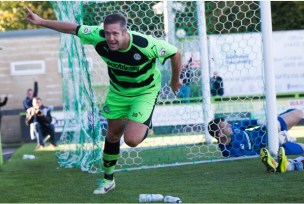 Parkin celebrating one of his many goals this past season. Courtesy of Scunthorpe Telegraph