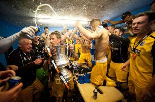 Barrow AFC celebrate winning Vanarama Conference North.